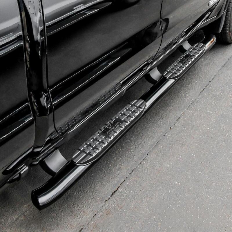 Westin 19-20 Chevrolet/GMC Silverado/Sierra 1500 Double Cab PRO TRAXX 4 Oval Nerf Step Bars - Black Nerf Bars Westin
