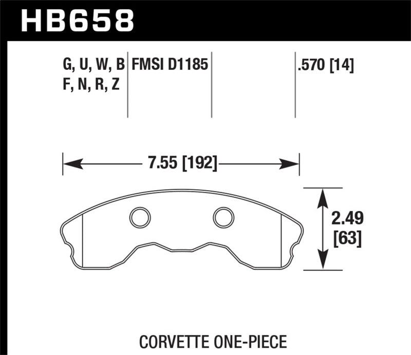 Hawk 06-13 Chevrolet Corvette Z06 DTC-60 Race Front Brake Pads (One Piece) Brake Pads - Racing Hawk Performance