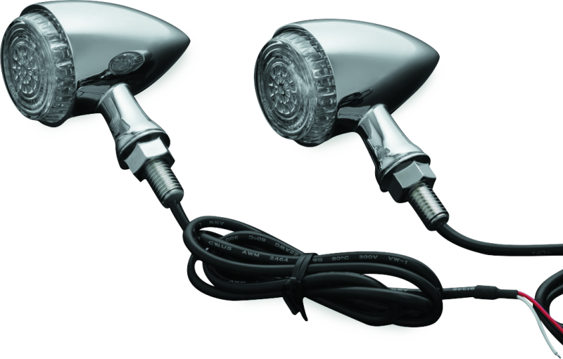 Kuryakyn Torpedo Indicator LED Amber/Red Lights Rear Run-Turn-Brake Chrome Light Accessories and Wiring Kuryakyn