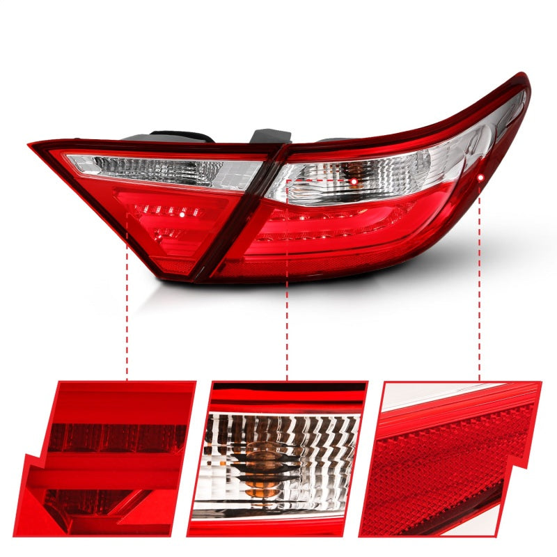 ANZO 2015-2016 Toyota Camry LED Taillights Red/Clear Tail Lights ANZO