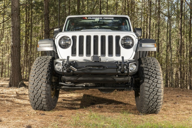 Rugged Ridge Arcus Front Bumper Set W/Tray & Hooks 18-20 Jeep Wrangler JL/JT Bumpers - Steel Rugged Ridge