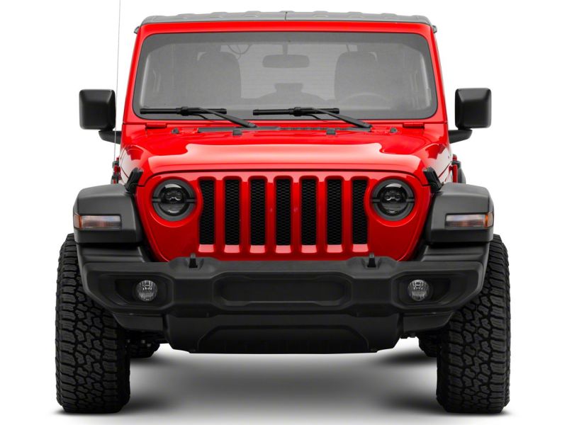 Raxiom 18-23 Jeep Wrangler JL Axial Series 9-In LED Angel Eye Headlights- Blk Housing (Clear Lens) Headlights Raxiom