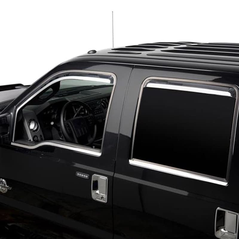 Putco 17-20 Ford SuperDuty - Crew Cab w/ Towing Mirrors (ABS Window Trim) Window Trim Accents Wind Deflectors Putco