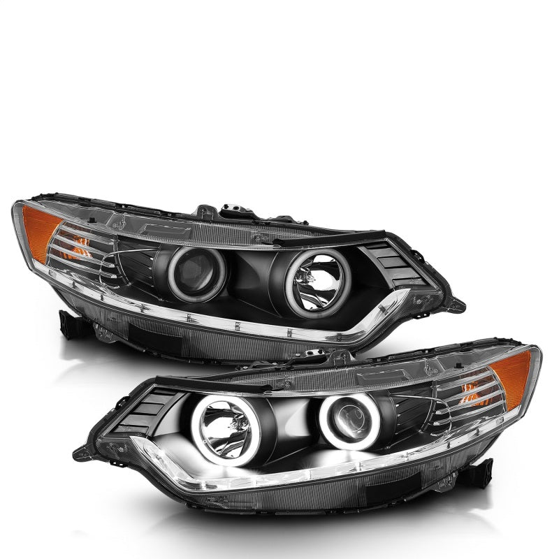 ANZO 2009-2012 Acura TSX Projector Headlights w/ Halo Black (CCFL) (HID Compatible) Headlights ANZO