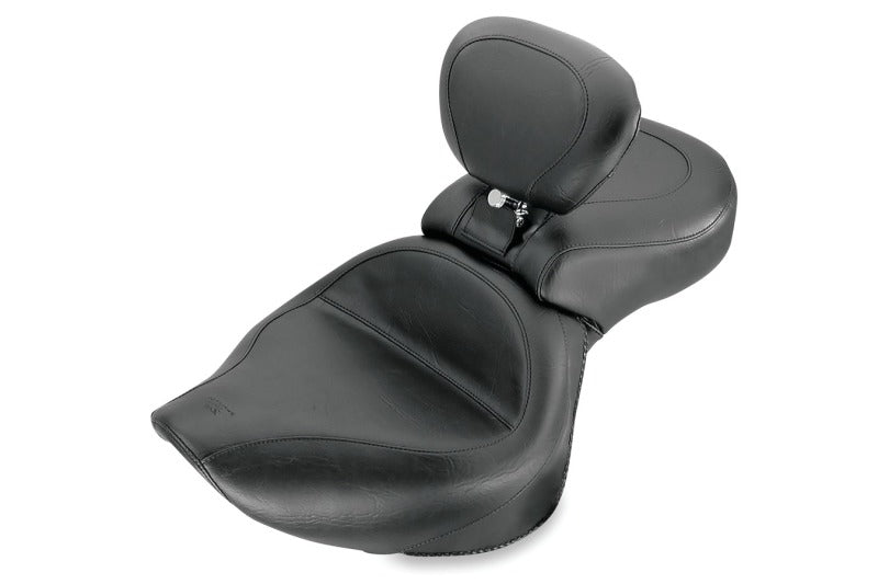 Mustang 01-08 Honda VT750DC Spirit Wide Touring 1PC Seat w/ Driver Backrest - Black One-Piece Motorcycle Seats Mustang Motorcycle
