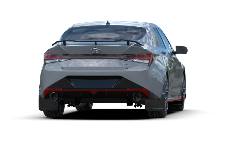 Rally Armor 22-23 Hyundai Elantra N &amp; N Line Black UR Mud Flap w/Red Logo Mud Flaps Rally Armor
