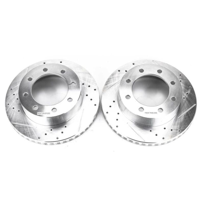 Power Stop 10-12 Ford F-450 Super Duty Front Drilled & Slotted Rotor - Pair Brake Rotors - Slot & Drilled PowerStop