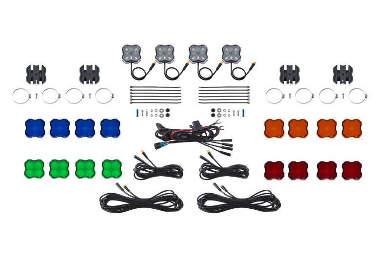 Diode Dynamics Stage Series SXS Rock Light Installer Kit - White Diffused M8 (4-pack) Light Accessories and Wiring Diode Dynamics