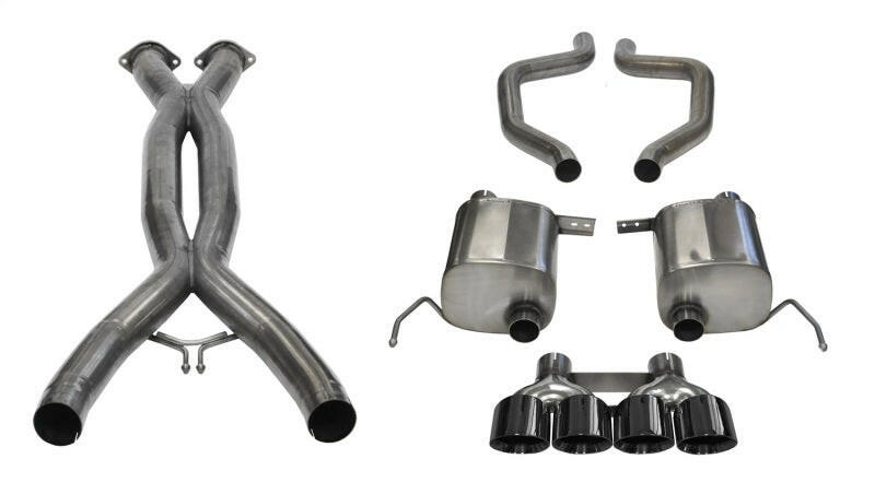 Corsa 15-19 Chevy Corvette Z06 3in Cat Back Exhaust Black Pro-Series Quad 4.5in Tip (Xtreme Catback CORSA Performance