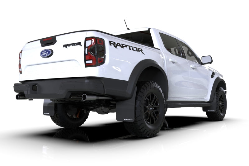 Rally Armor 23-25 Ford Ranger Raptor Black UR Mud Flap White Logo Mud Flaps Rally Armor
