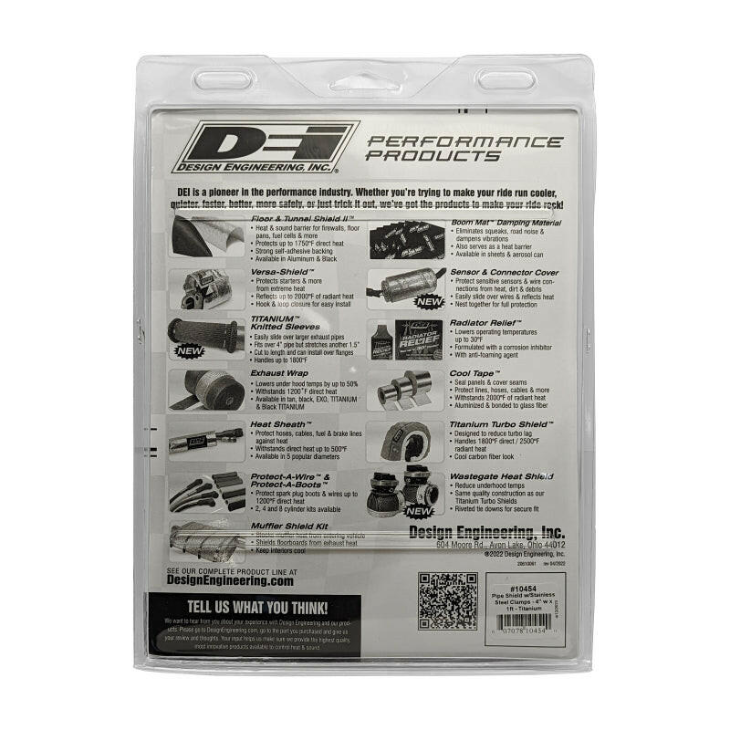 DEI Pipe Shield w/Stainless Steel Clamps - 4in x 12in - Titanium Thermal Sleeves DEI