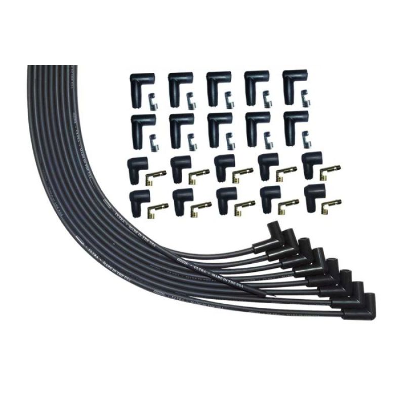 Moroso Universal V8 90 Deg Plug Unsleeved HEI & Non-HEI 90 Ultra Spark Plug Wire Set - Black Spark Plug Wire Sets Moroso