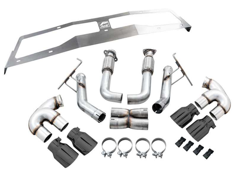 AWE Tuning 2020 Chevrolet Corvette (C8) Track Edition Exhaust - Quad Diamond Black Tips Catback AWE Tuning