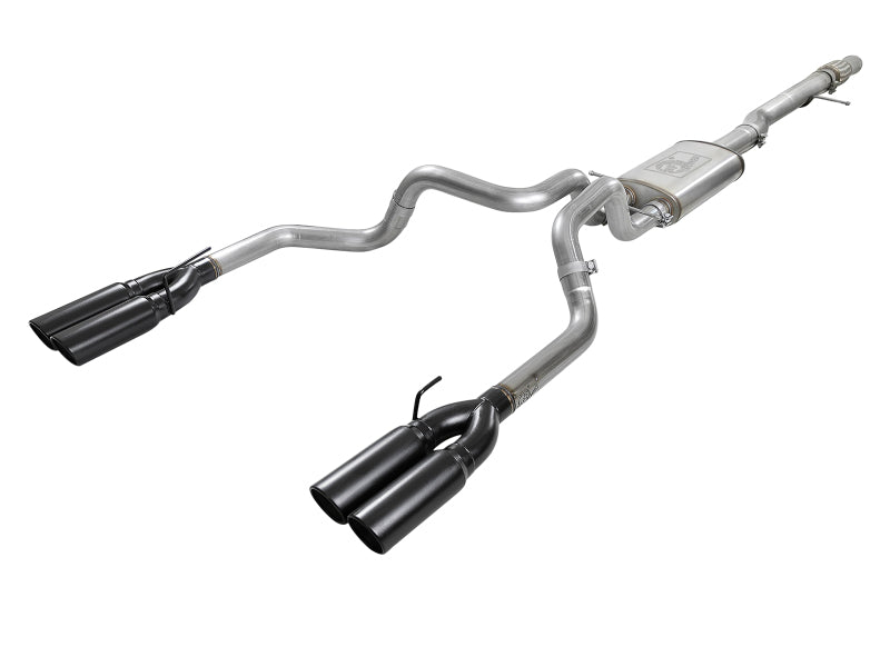 aFe Vulcan Series 4-3in 304SS Exhaust Cat-Back w/ Blk Tips 2019 GM Silverado/Sierra 1500 V8-6.2L Catback aFe
