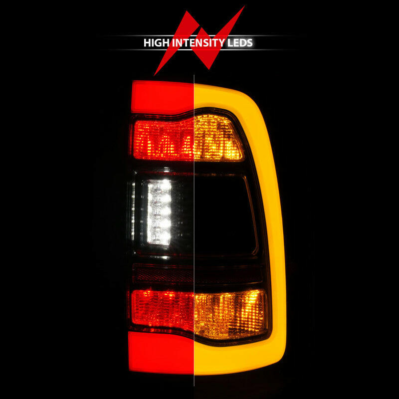 ANZO 09-18 Dodge Ram 1500 Sequential LED Taillights Smoke Black w/Switchback Amber Signal Tail Lights ANZO