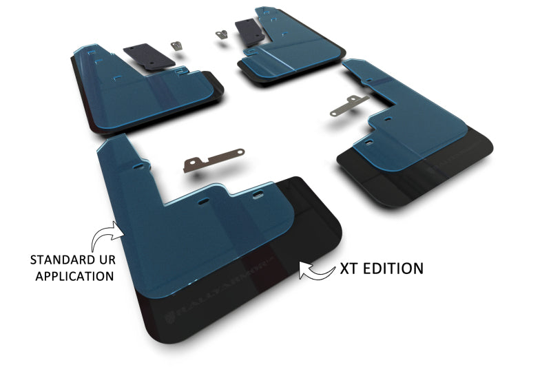 Rally Armor 2021-25 Ford Mach-E Rally Edition Black UR Mud Flap Metallic Black Logo Mud Flaps Rally Armor