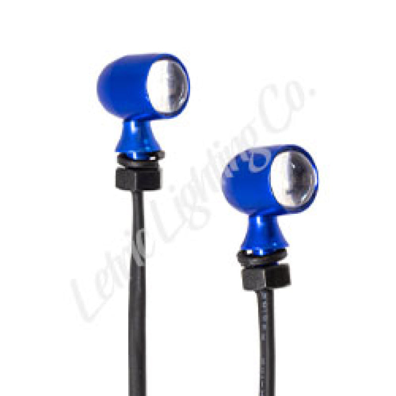Letric Lighting 12mm Mini White Running Light Amber Turn Signal - Blue Anodized Light Accessories and Wiring Letric Lighting
