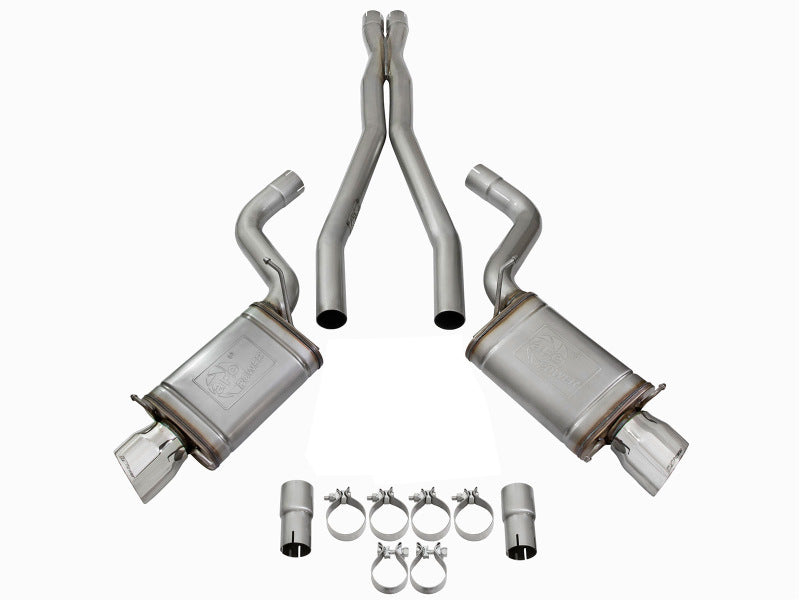 aFe Mach Force-Xp 3in CB Stainless Steel Dual Exhaust System w/Polished Tips 09-15 Cadillac CTS-V Catback aFe