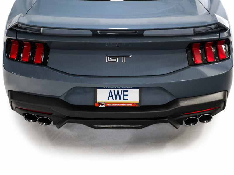 AWE 2024 Ford Mustang GT Fastback S650 RWD Track Edition Cat-Back Exhaust w/ Quad Chrome Silver Tips Catback AWE Tuning