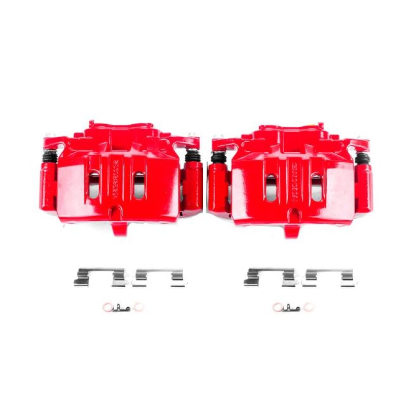 Power Stop 15-17 Ford Mustang Front Red Calipers w/Brackets - Pair Brake Calipers - Perf PowerStop