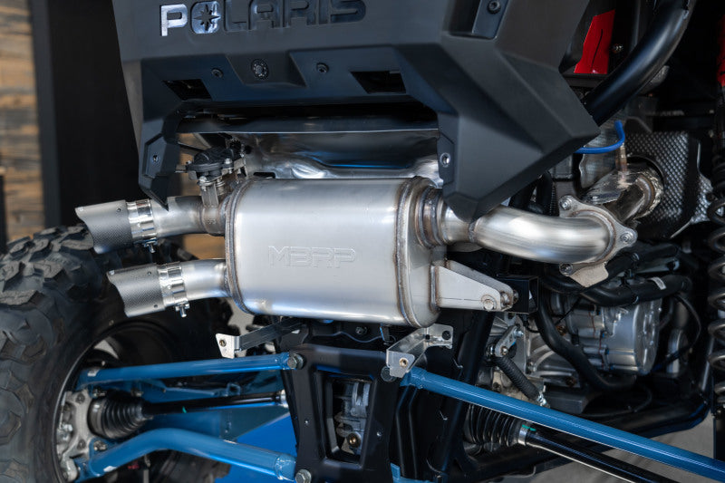 MBRP 20-22 Polaris RZR Pro XP 2.5in Slip-On Active Exhaust Dual Out Catback MBRP