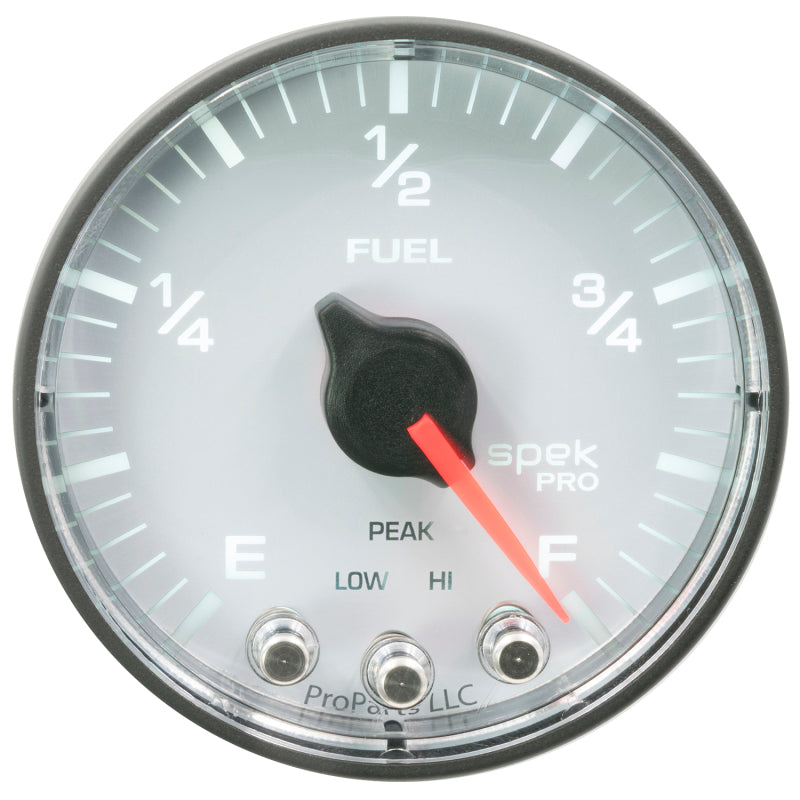 Autometer Spek-Pro Gauge Fuel Level 2 1/16in 0-270 Programmable Wht/Blk Gauges AutoMeter