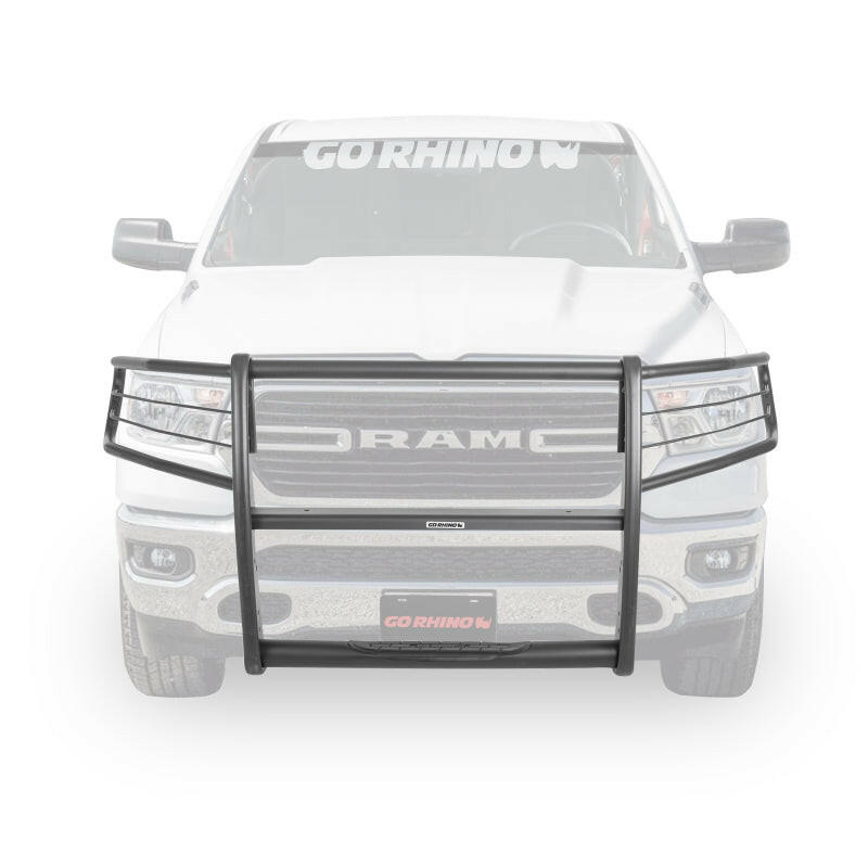 Go Rhino 19-24 Ram 1500 3100 Series StepGuard Center Grille + Brush Guards - Tex. Black Grille Guards Go Rhino