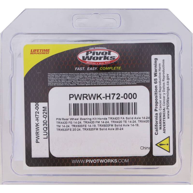 Pivot Works 14-23 Honda TRX420 FA Solid Axle Rear Wheel Bearing Kit Control Arms Pivot Works