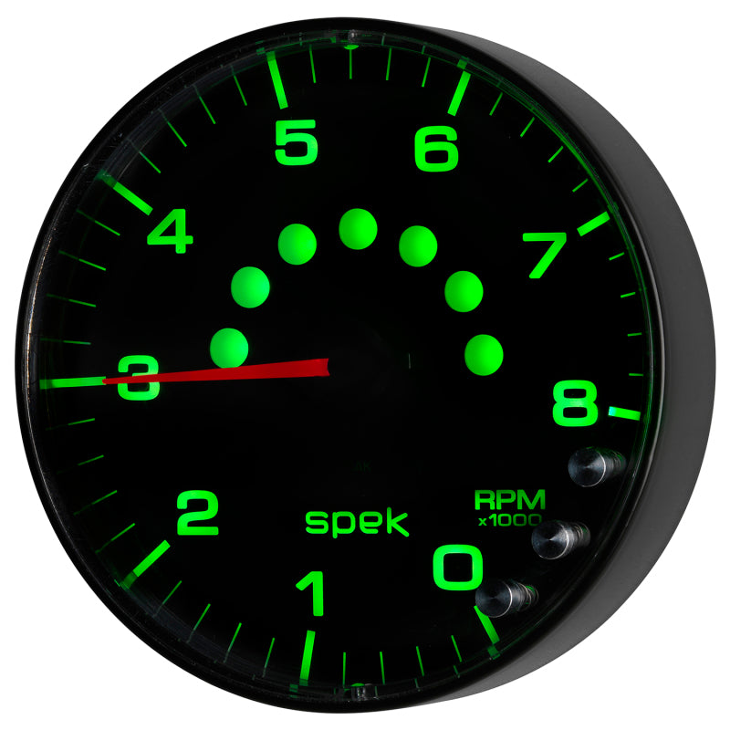 Autometer Spek-Pro Gauge Tachometer 5in 8K Rpm W/Shift Light & Peak Mem Black/Black Gauges AutoMeter