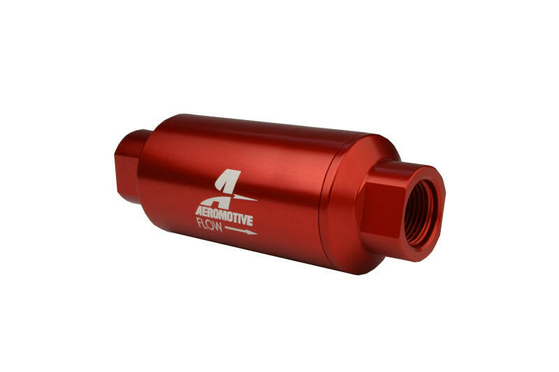 Aeromotive In-Line Filter - AN-10 size - 40 Micron SS Element - Red Anodize Finish Fuel Filters Aeromotive