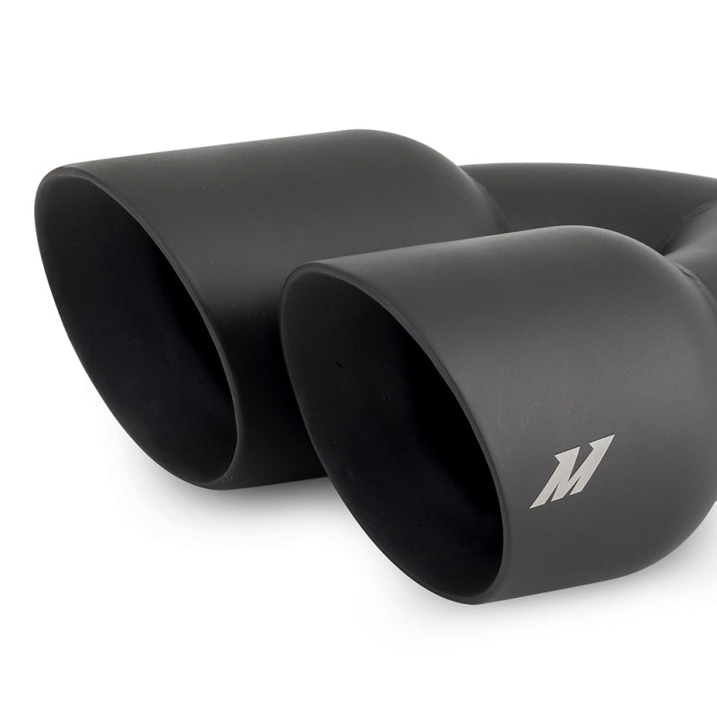 Mishimoto Dual Offset Tips 2.5in Inlet 3in Outlet Slash Cut - Black Turbo Inlets Mishimoto