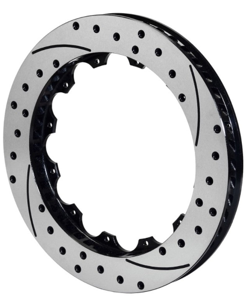 Wilwood Rotor-SV-SRP72 Iron-RH-Drill-BLK 14.00 x 1.25 - 12 on 8.25in Brake Rotors - 2 Piece Wilwood