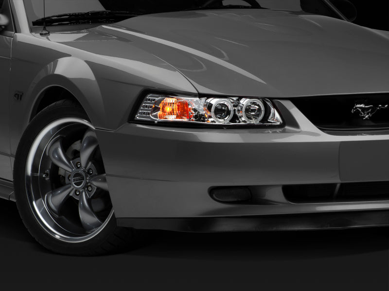 Raxiom 99-04 Ford Mustang Dual LED Halo Projector Headlights- Chrome Housing (Clear Lens) Headlights Raxiom