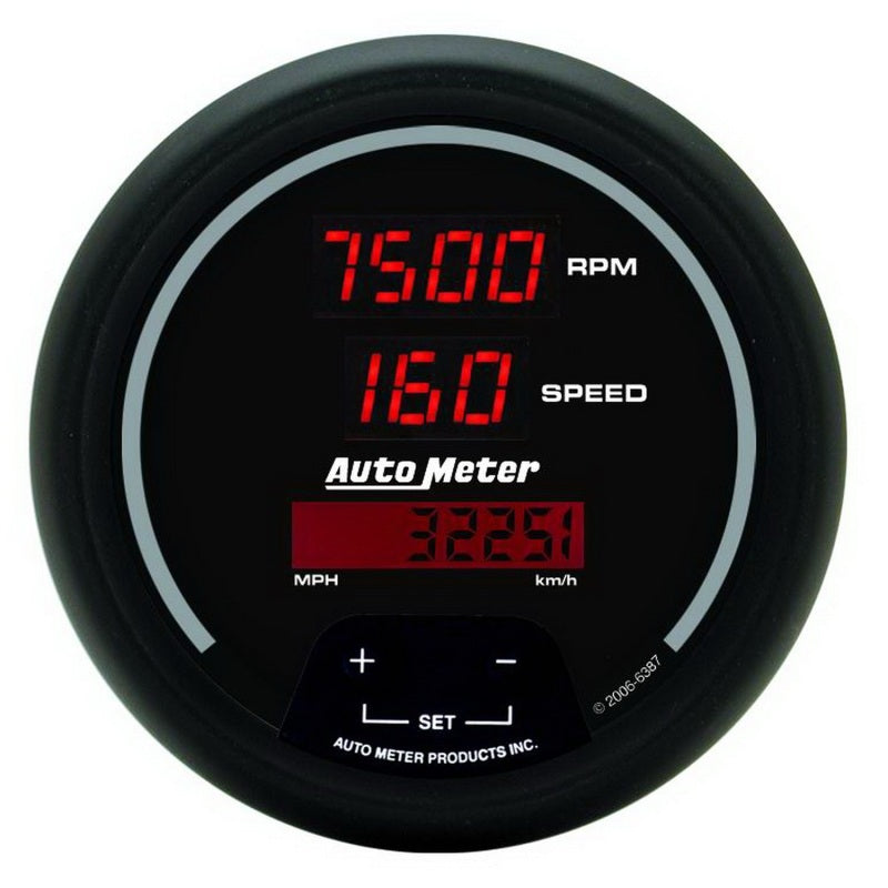 Autometer Black 85.7mm 8000 RPM/160 MPH or 260 km/h Digital Tach/Speedo Combo Gauge Gauges AutoMeter