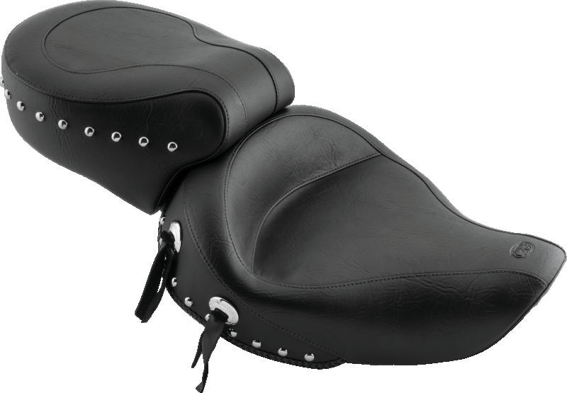 Mustang 91-05 Harley Dyna Wide Touring 1PC Seat w/Studs - Black One-Piece Motorcycle Seats Mustang Motorcycle