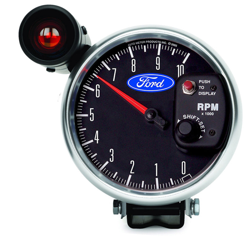 Autometer Ford 5in. 10K RPM Pedestal w/ Ext. Shift-Lite Tachometer Gauge Gauges AutoMeter