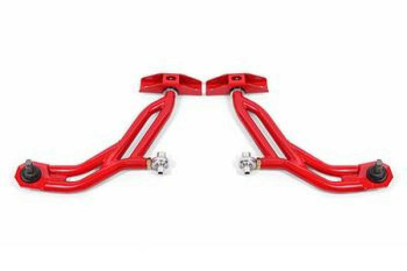 BMR 10-14 Ford Mustang Adj. Lower A-Arms w/ Delrin/Rod End / 19mm Tall Ball Joint - Red Control Arms BMR Suspension