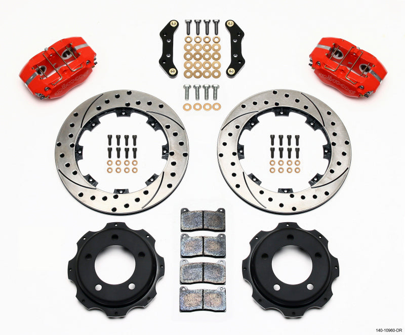 Wilwood Dynapro Rear Kit 12.19in Drill-Red Backdraft Cobra (BMW E36 Based) Big Brake Kits Wilwood