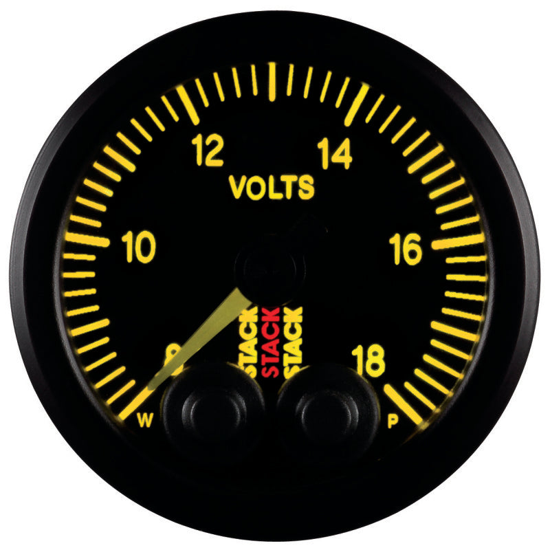 Autometer Stack 52mm 8-18V Pro-Control Battery Voltage Gauge -Black Gauges AutoMeter