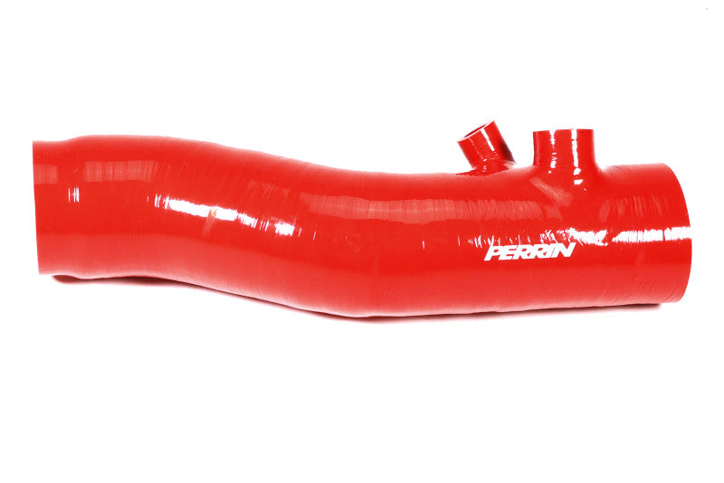 PERRIN 22-24 Subaru WRX / 20-25 LGT &amp; OBXT Turbo Inlet Hose w/Turbo Adapter Flange (Long) - Red Hoses Perrin Performance