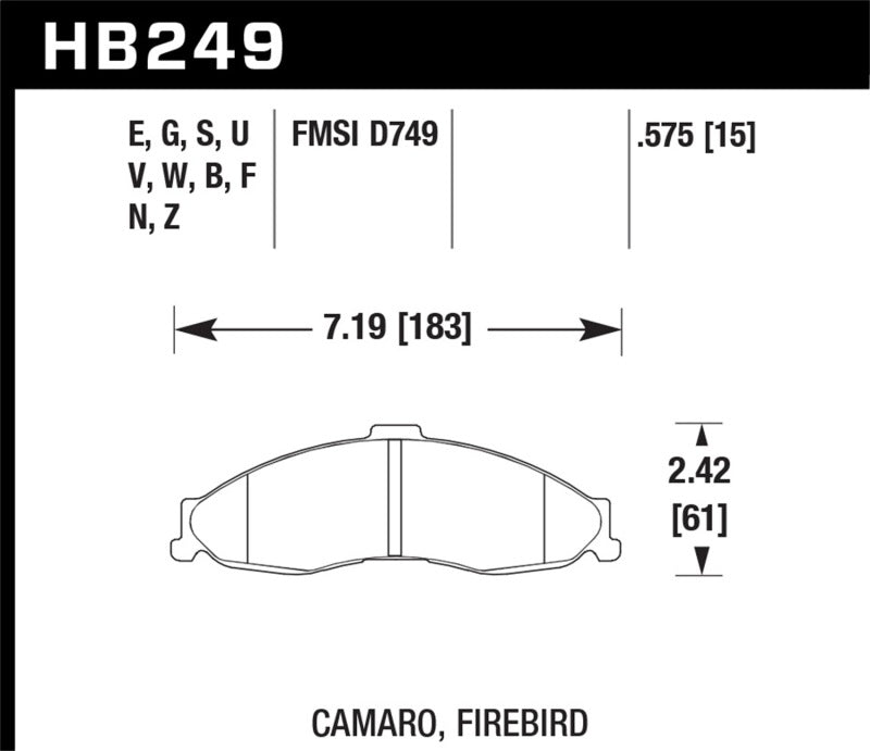 Hawk 1998-2002 Chevrolet Camaro SS 5.7 HPS 5.0 Front Brake Pads Brake Pads - Performance Hawk Performance