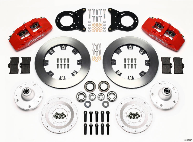 Wilwood Dynapro 6 Front Hub Kit 12.19in Red 1965-1969 Mustang Disc & Drum Spindle Big Brake Kits Wilwood
