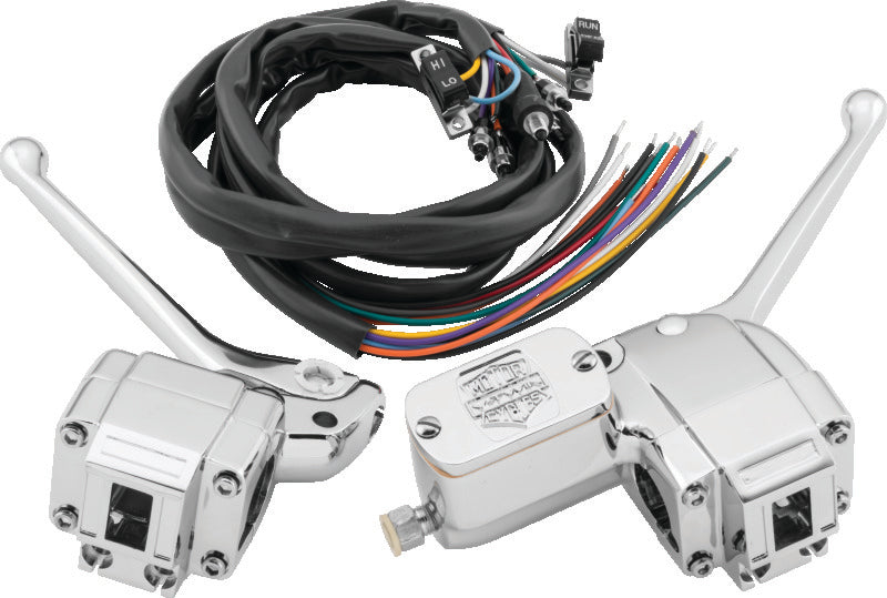 Bikers Choice 73-81 Big Twin & XL Chrome Handlebar Control Kit W/Black Switches Handlebars Bikers Choice