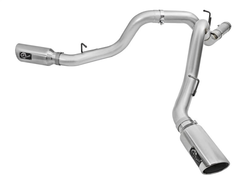 aFe Atlas Exhaust 4in Dual DPF-Back Al Steel w/ Pol Tips 16-17 GM Diesel Truck V8-6.6L (td) LML DPF Back aFe