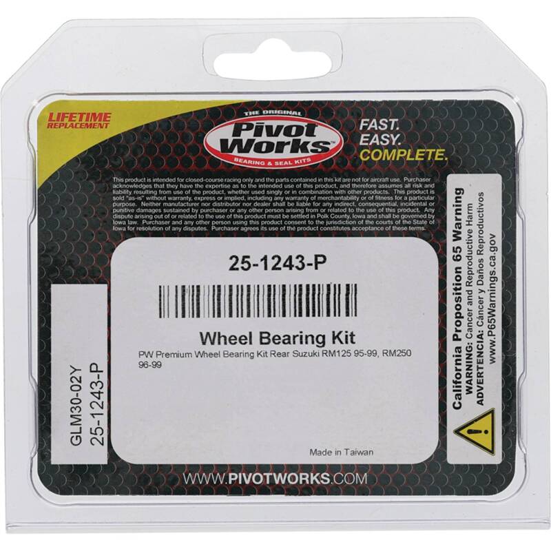 Pivot Works Suzuki Wheel Bearing Kit Premium Bearings Control Arms Pivot Works
