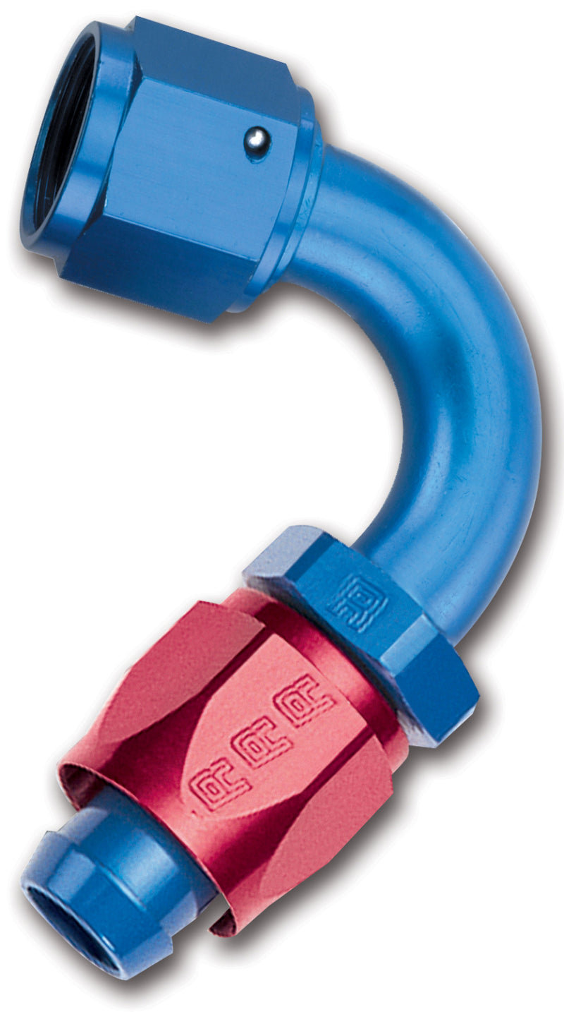 Russell Performance -6 AN Red/Blue 120 Degree Full Flow Swivel Hose End (With 9/16in Radius) Fittings Russell