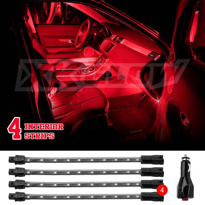 XK Glow Single Color XKGLOW UnderglowLED Accent Light Car/Truck Kit Red - 4x8In Light Accessories and Wiring XKGLOW