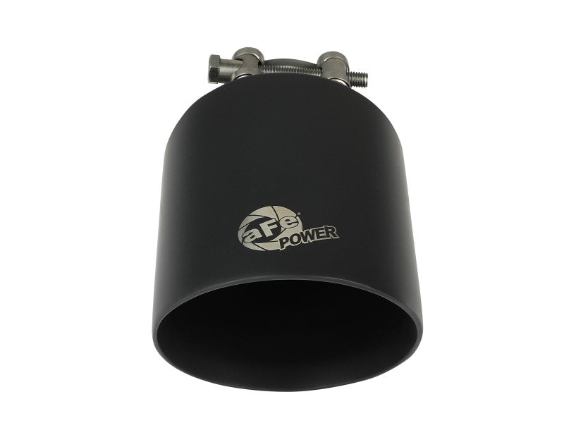 aFe Takeda 304 SS Clamp-On Exhaust Tip 2.5in. Inlet / 4.5in. Outlet / 7in. L - Black Tips aFe
