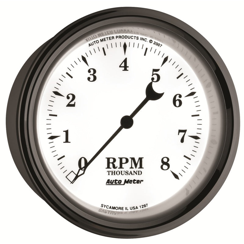 AutoMeter Gauge Tachometer 3-3/8in. 8K RPM In-Dash Old Tyme White II Gauges AutoMeter
