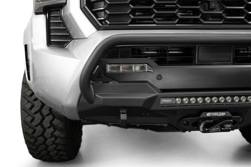 ADD 2024+ Toyota Tacoma Stealth Center Mount Winch Front Bumper w/ Top Hoop Bumpers - Steel Addictive Desert Designs